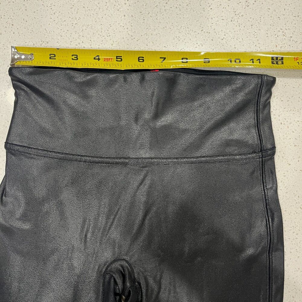 Spanx Faux Leather Leggings Size S Black High Rise Shaping Moto Coated Skinny - Picture 11 of 12